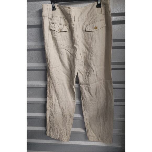 Michael Kors Womens Linen Pants Sz 12 Khaki Tan - Picture 5 of 6